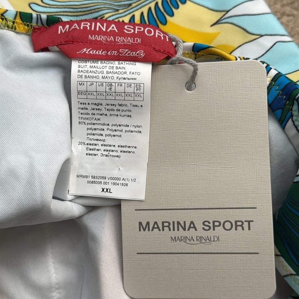 NWT Marina Rinaldi Sport Sagoma Floral High Neck One Piece Swimsuit Size XXL - Picture 6 of 8
